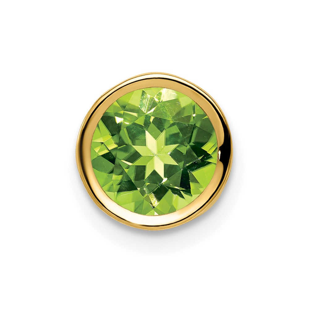14k 7mm Peridot bezel pendant