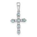 14k White Gold Blue Topaz and Diamond Cross Pendant