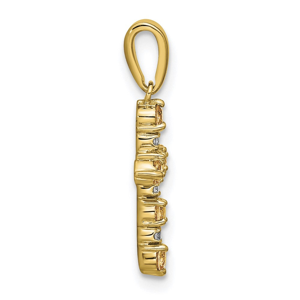 14k Citrine and Diamond Cross Pendant