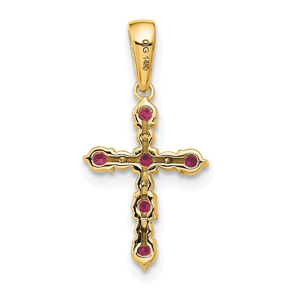 14k Rhodolite Garnet and Diamond Cross Pendant