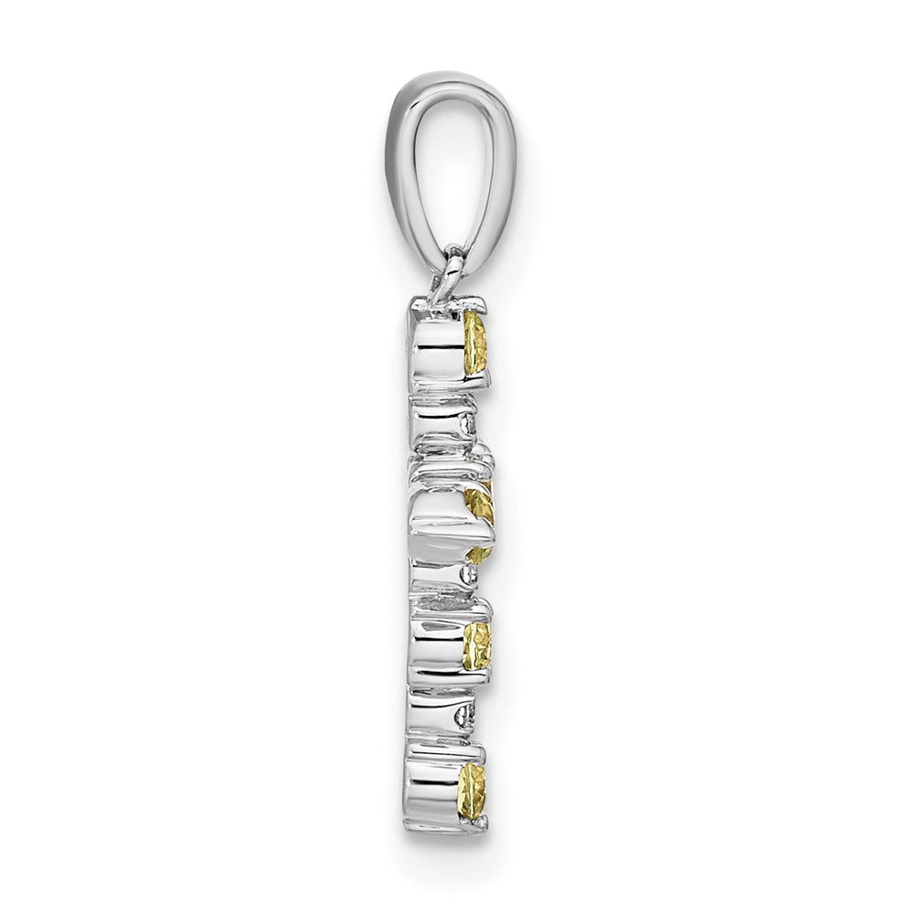 14k White Gold Peridot and Diamond Cross Pendant