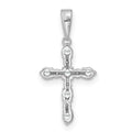 14k White Gold White Topaz and Diamond Cross Pendant