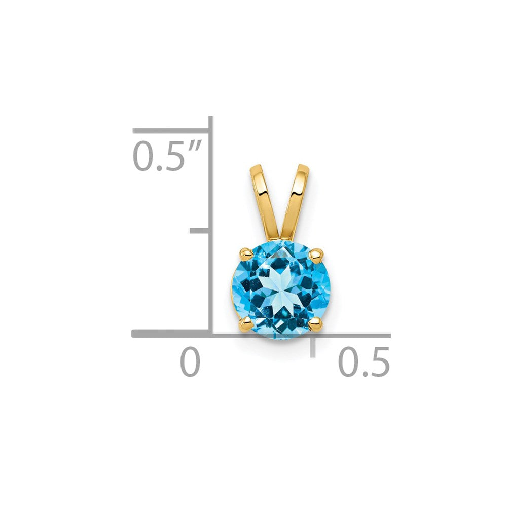 14k 6mm Blue Topaz pendant