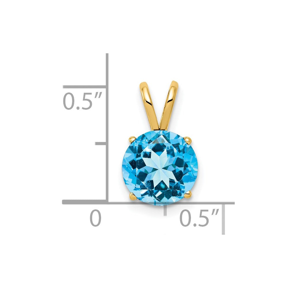14k 8mm Blue Topaz pendant