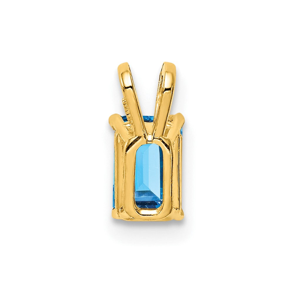 14k 6x4mm Emerald Cut Blue Topaz pendant