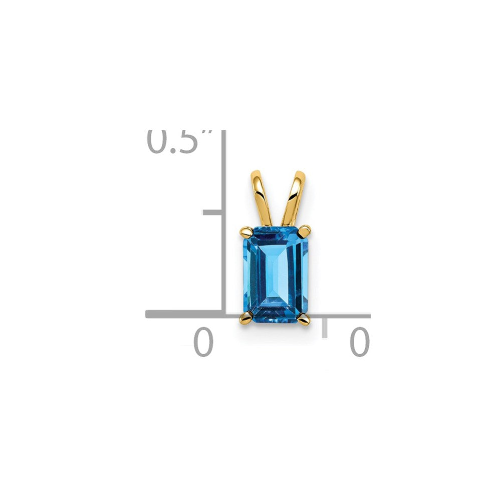 14k 6x4mm Emerald Cut Blue Topaz pendant