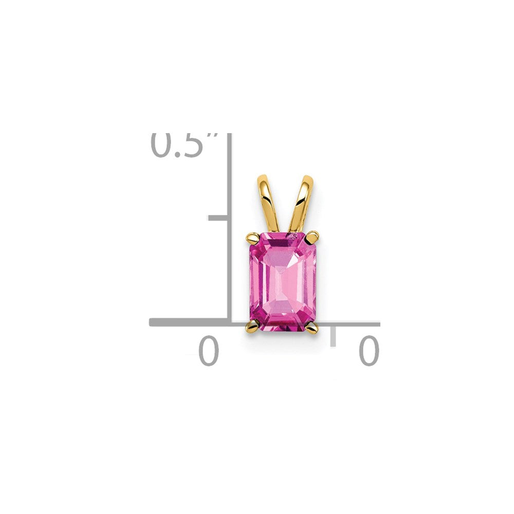 14k 6x4mm Emerald Cut Pink Sapphire pendant