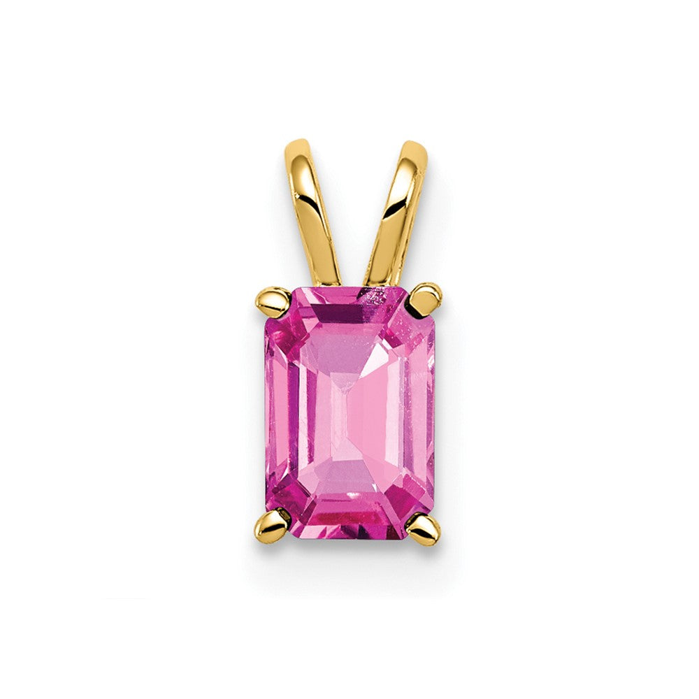 14k 6x4mm Emerald Cut Pink Sapphire pendant