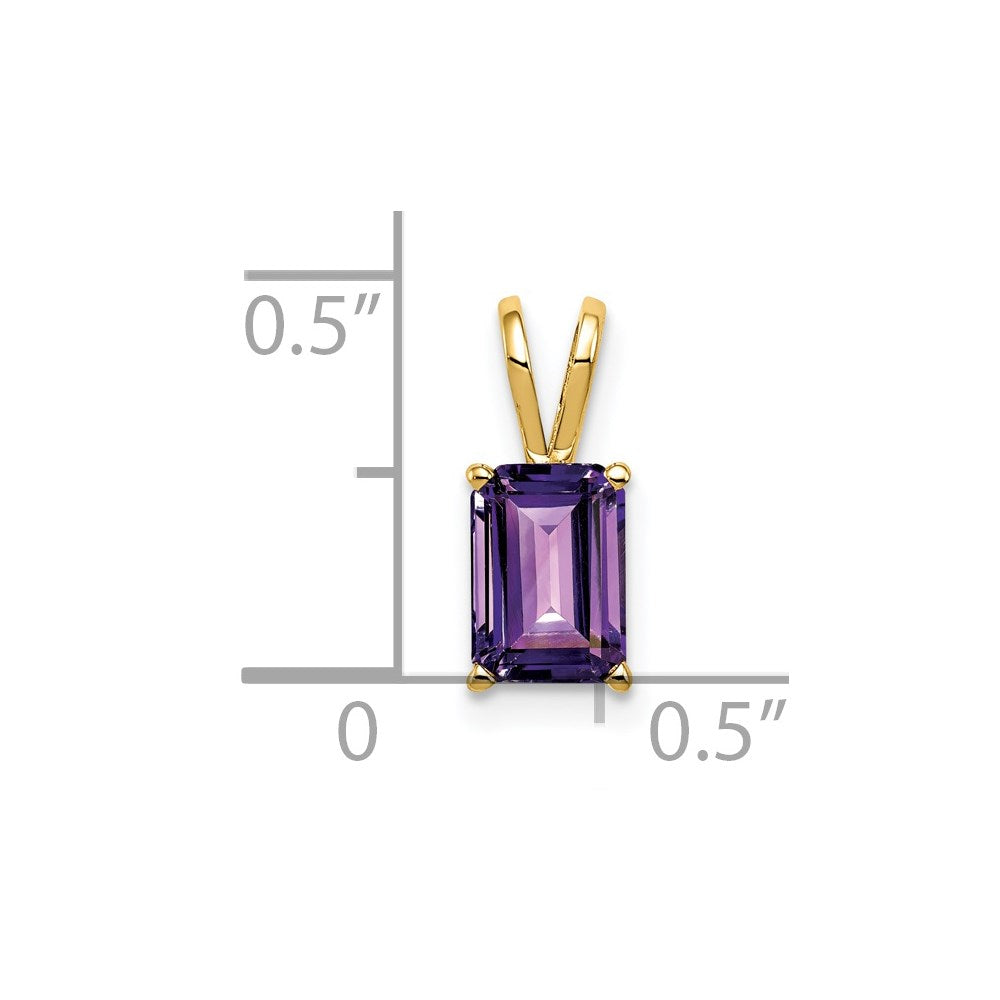 14k 7x5mm Emerald Cut Amethyst pendant