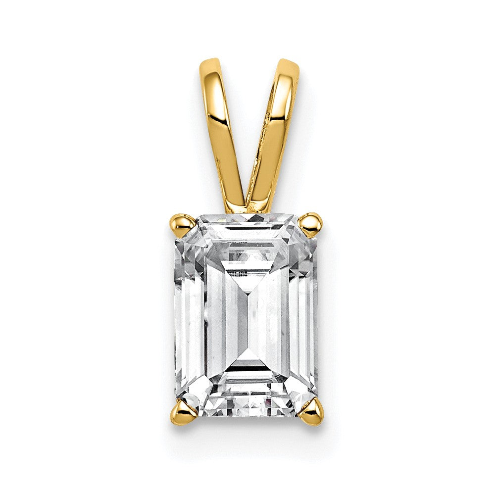 14k 7x5mm Emerald Cut Cubic Zirconia pendant
