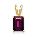 14k 7x5mm Emerald Cut Rhodolite Garnet pendant