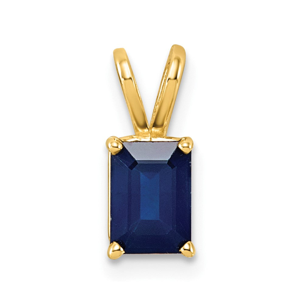 14k 7x5mm Emerald Cut Sapphire pendant