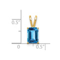 14k 8x6mm Emerald Cut Blue Topaz pendant