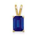 14k 8x6mm Emerald Cut Sapphire pendant