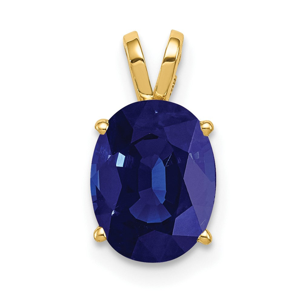 14k 9x7mm Oval Sapphire Pendant