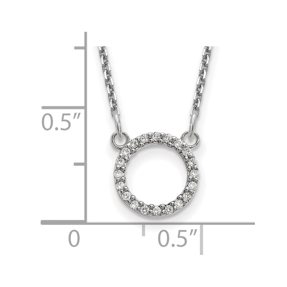 14k White Gold Diamond Open Circle Necklace