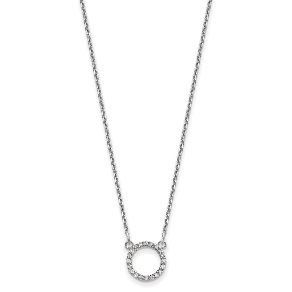 14k White Gold Diamond Open Circle Necklace