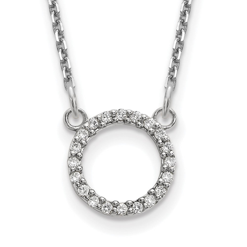 14k White Gold Diamond Open Circle Necklace