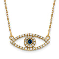 14k Small Necklace Diamond and Sapphire Evil Eye