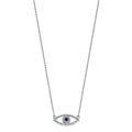 14k White Gold Small Necklace Diamond and Sapphire Evil Eye
