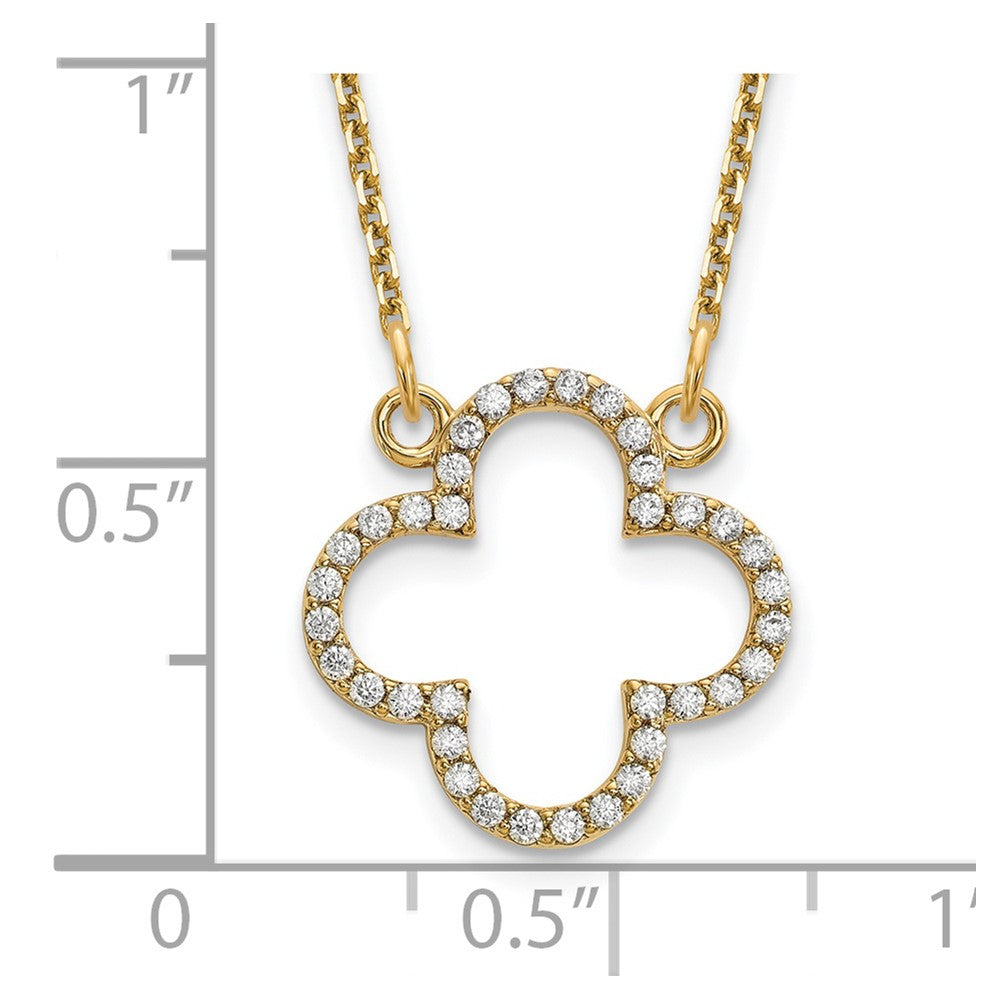 14ky Small Necklace Diamond Quatrefoil Design