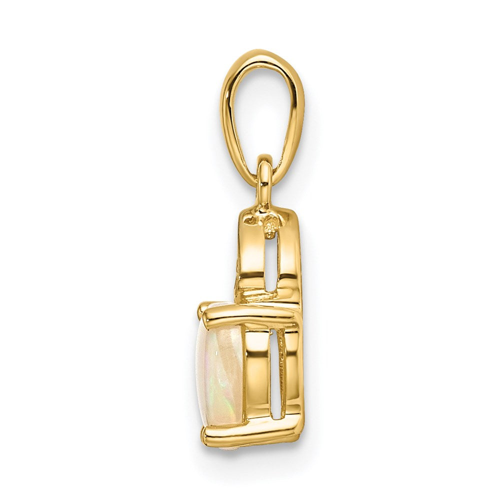 14k Diamond and Genuine Opal Polished Heart Pendant