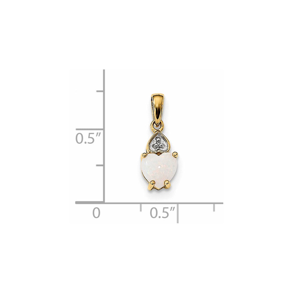 14k Diamond and Genuine Opal Polished Heart Pendant