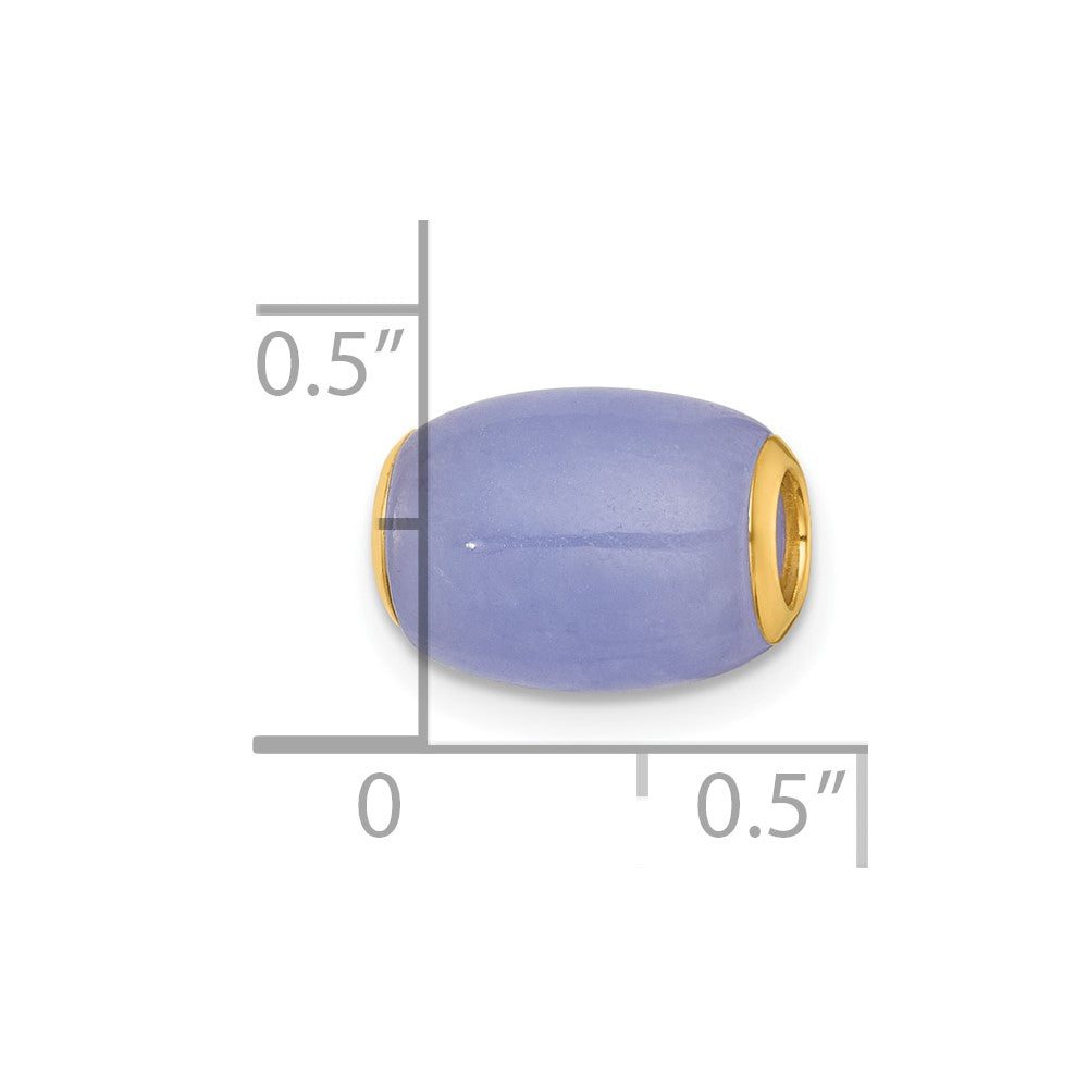 14K Polished Lavender Jade Oval Bead Slide Pendant