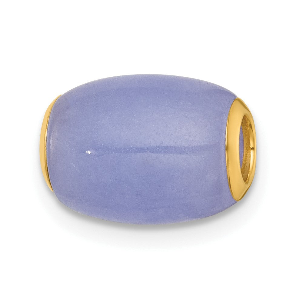 14K Polished Lavender Jade Oval Bead Slide Pendant