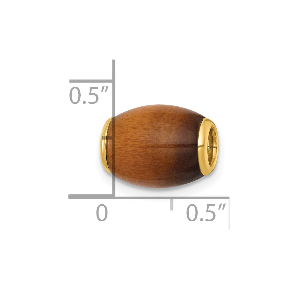 14K Polished Tiger's Eye Oval Bead Slide Pendant