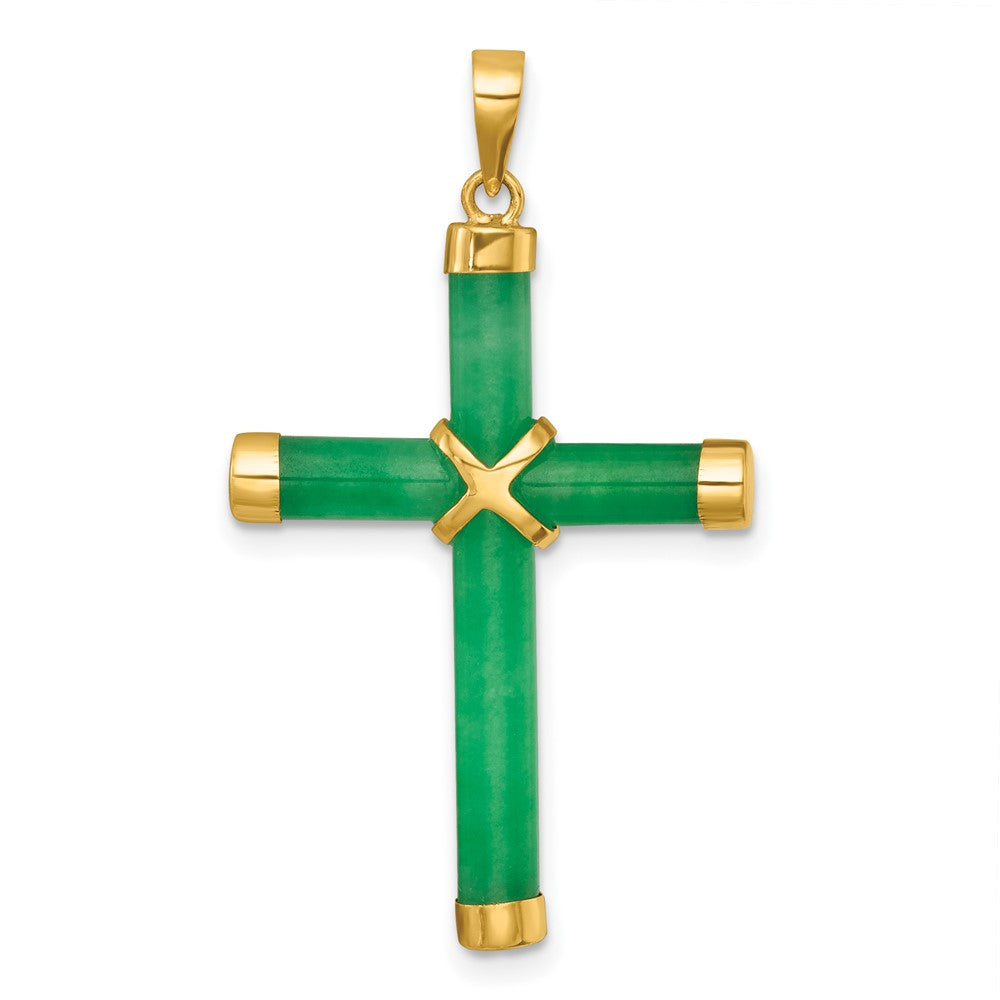 14K Polished Jade X Cross Pendant