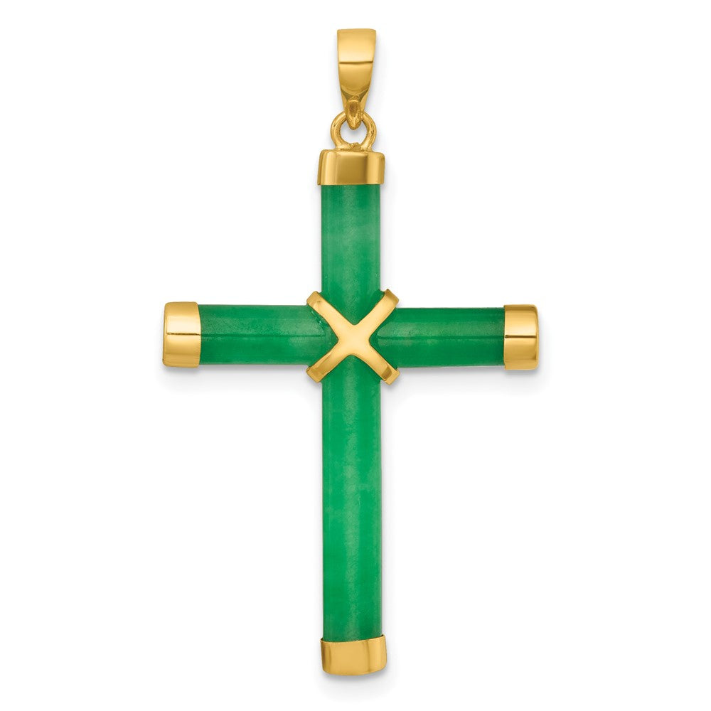 14K Polished Jade X Cross Pendant