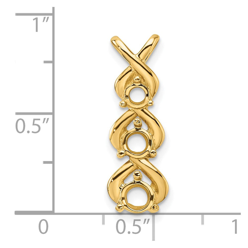 14k Holds 3 Stone Criss-Cross Chain Slide Mounting