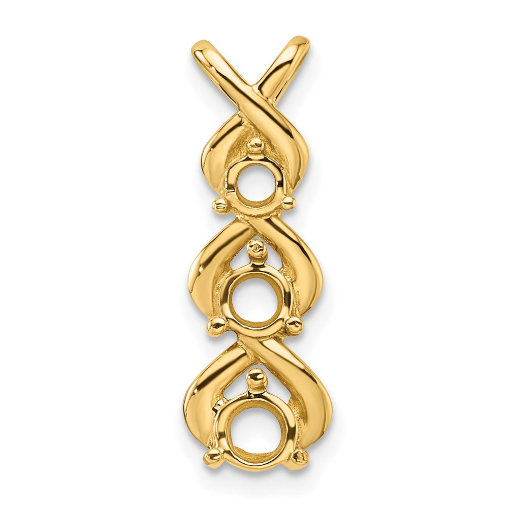 14k Holds 3 Stone Criss-Cross Chain Slide Mounting
