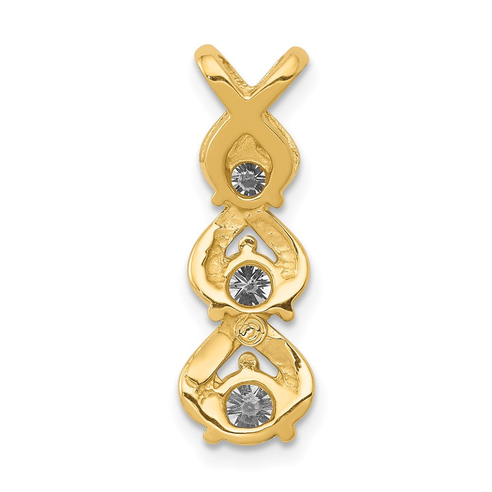 14k VS Diamond 3 Stone Criss-Cross Chain Slide