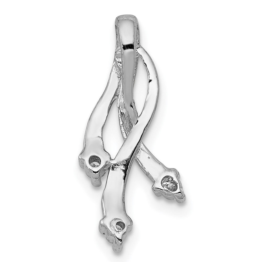 14k White Gold AAA Diamond 3-1.6mm Stone Twisted Chain Slide