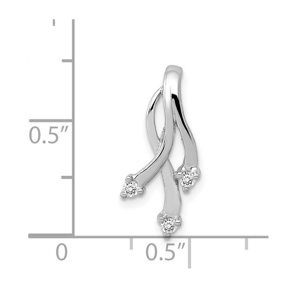 14k White Gold AA Diamond 3-1.6mm Stone Twisted Chain Slide