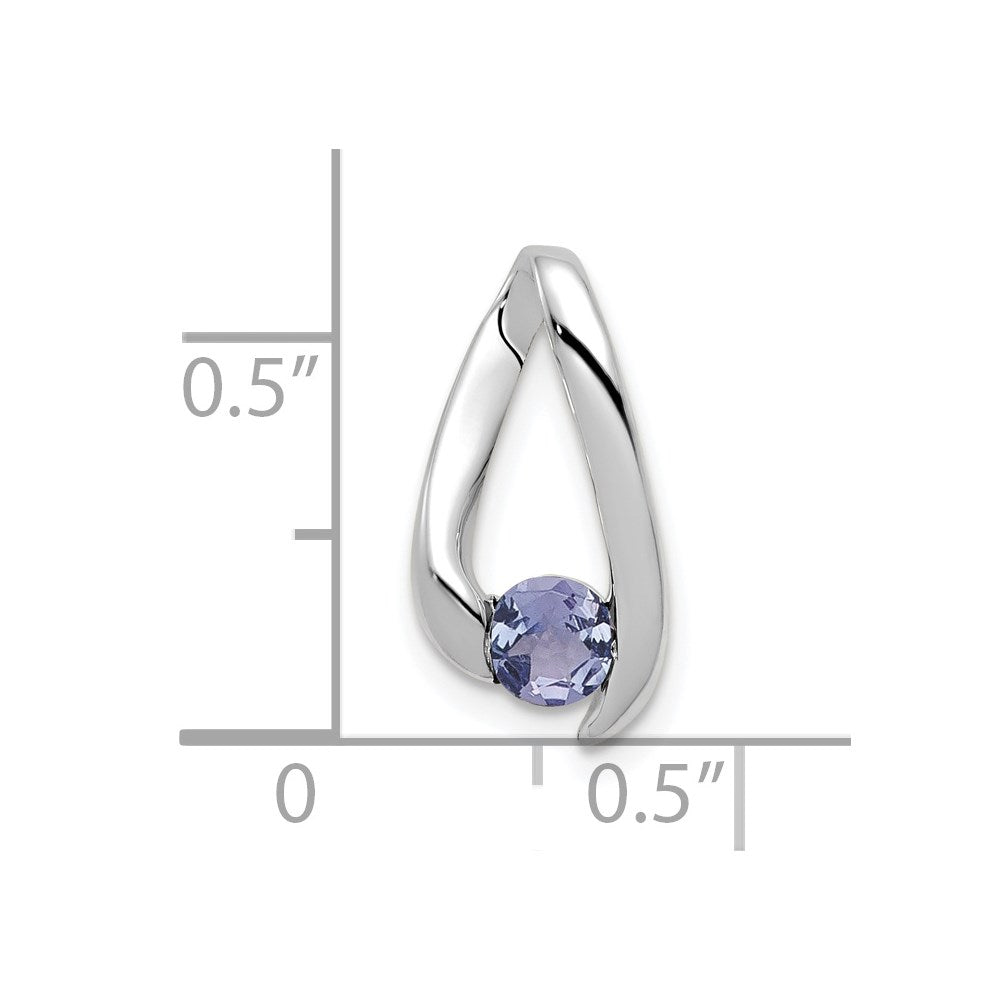 14k White Gold 4mm Tanzanite Pendant