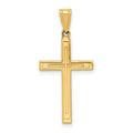 14k Solid Laser Etched Cross Pendant