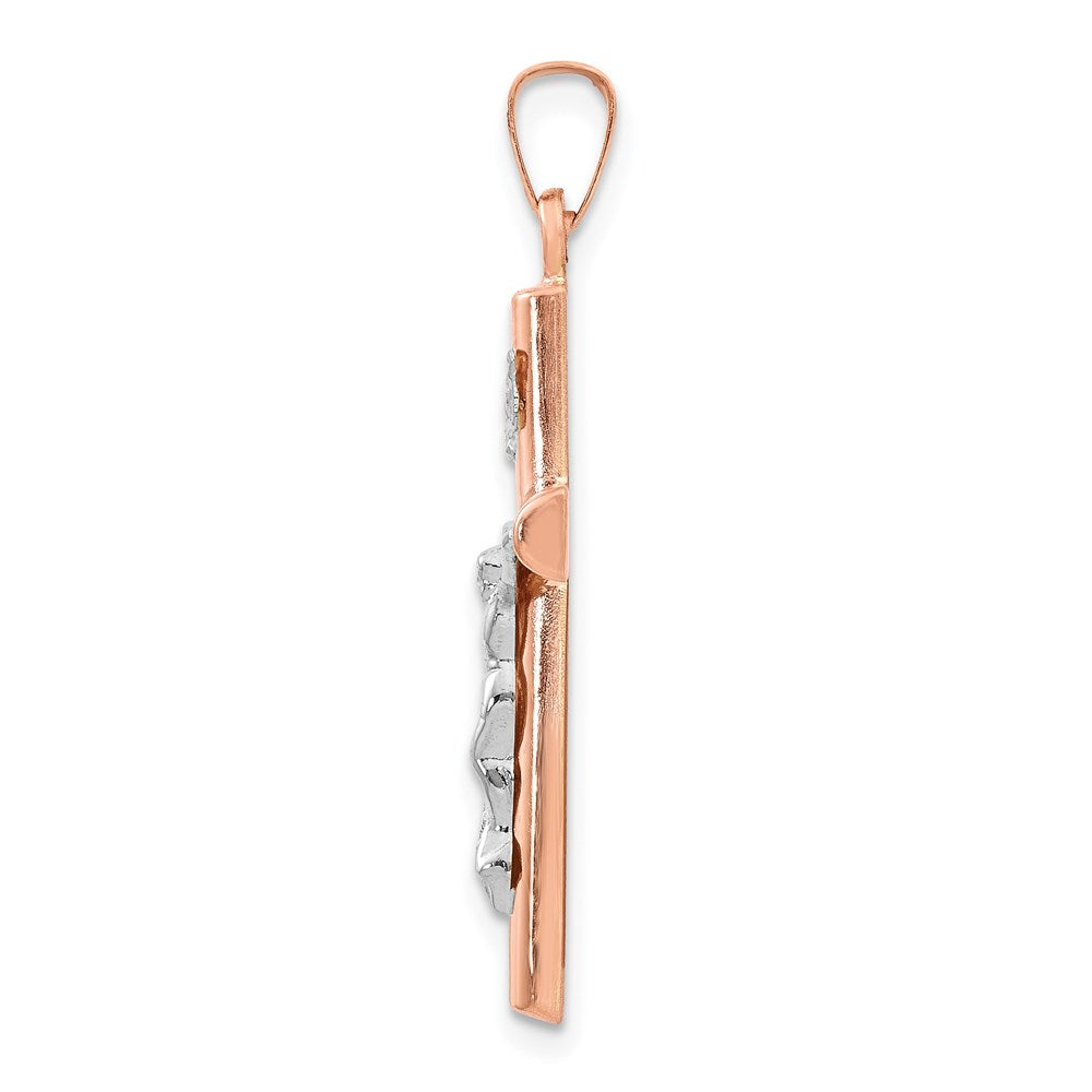 14k Two-tone Gold Hollow Crucifix Pendant
