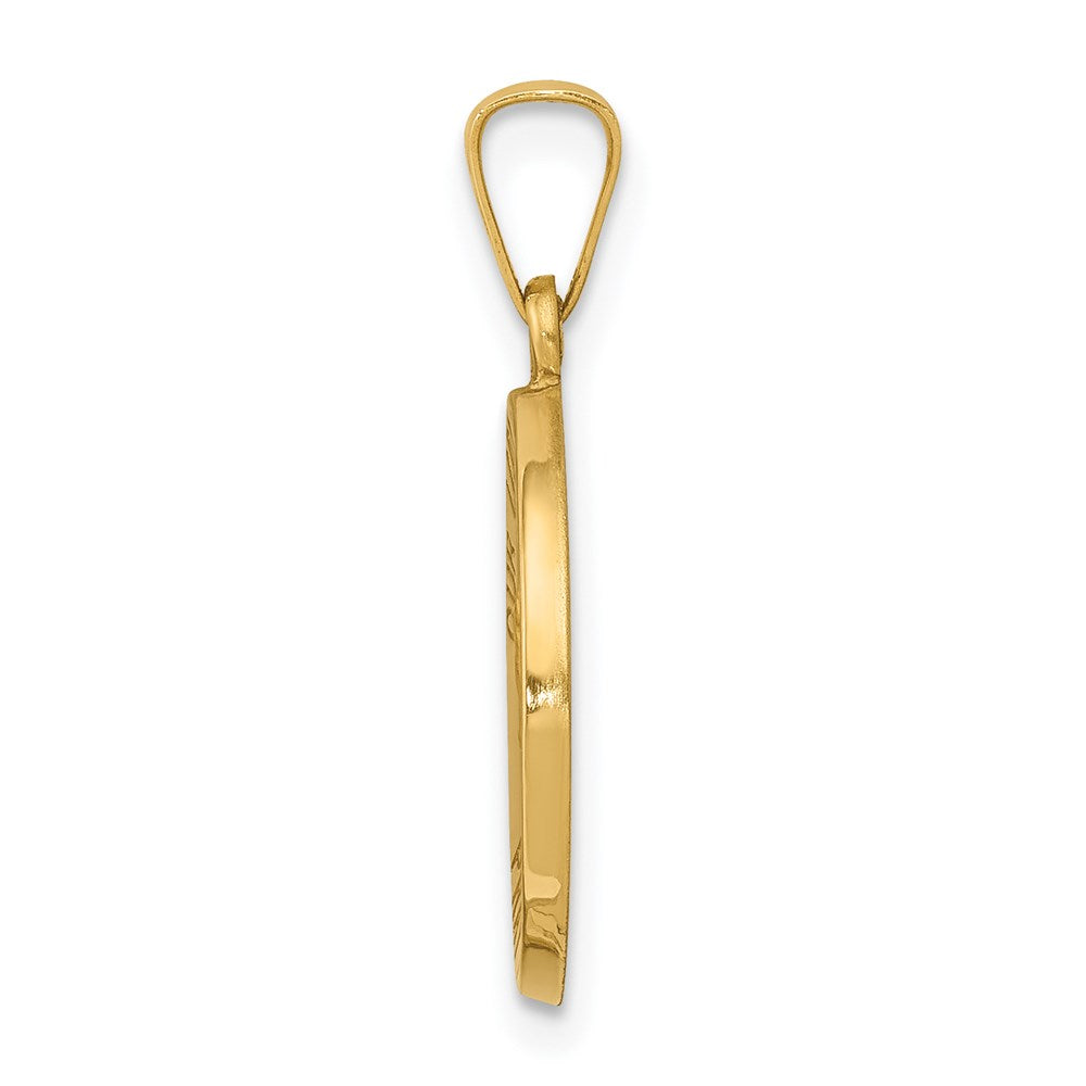 14k Polished and Satin Our Lady Fatima Medal Hollow Pendant