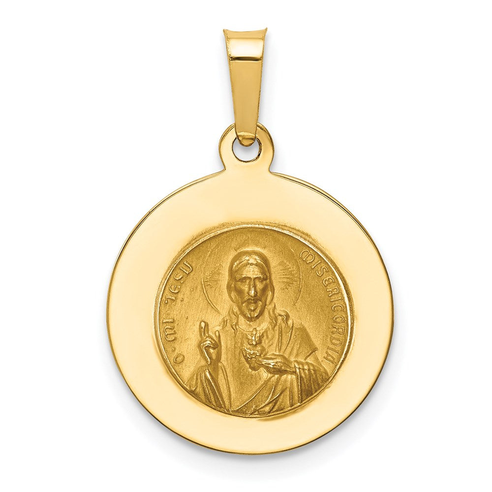 14k Queen of the Holy Scapular Reversible Medal Hollow Pendant