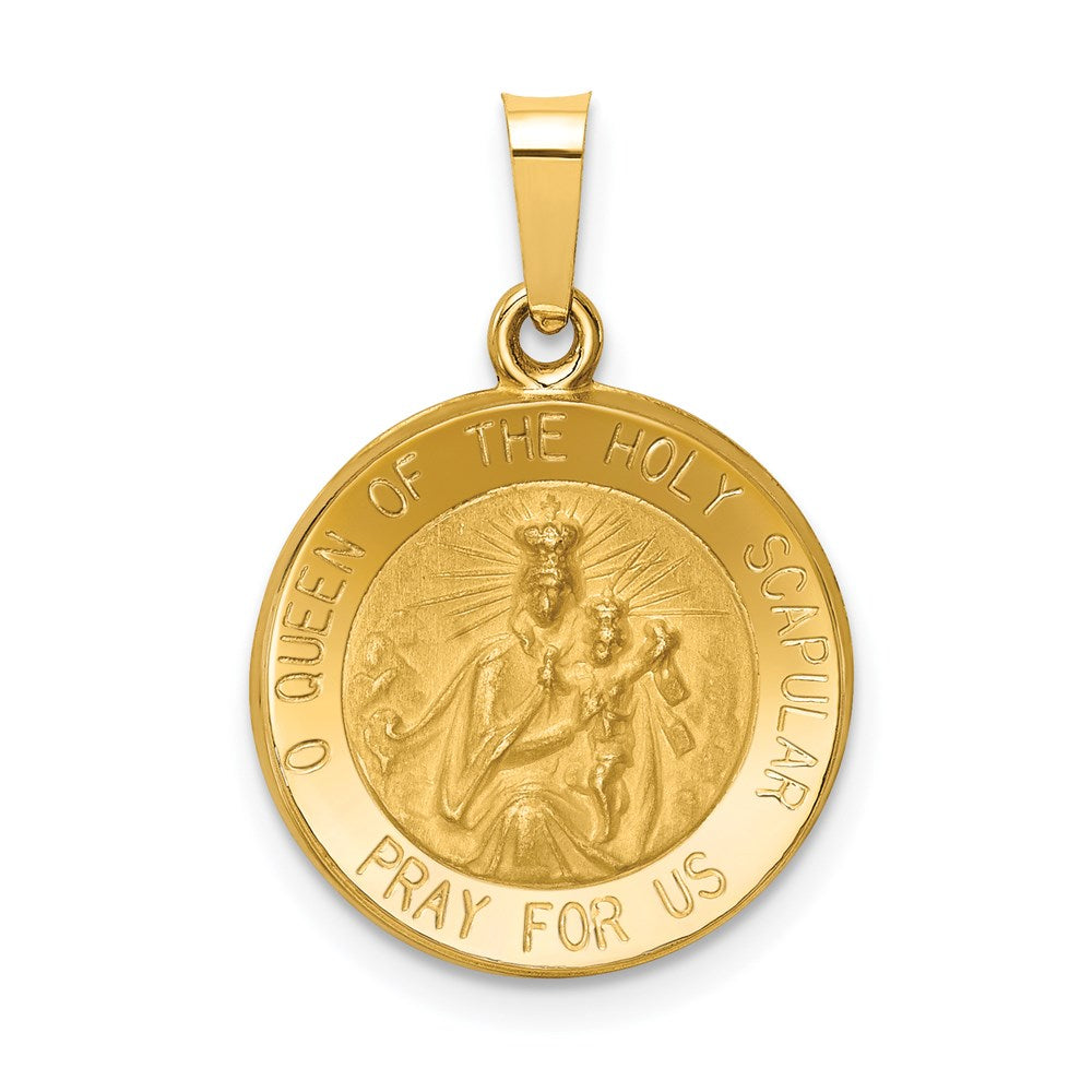 14k Queen of the Holy Scapular Reversible Medal Hollow Pendant