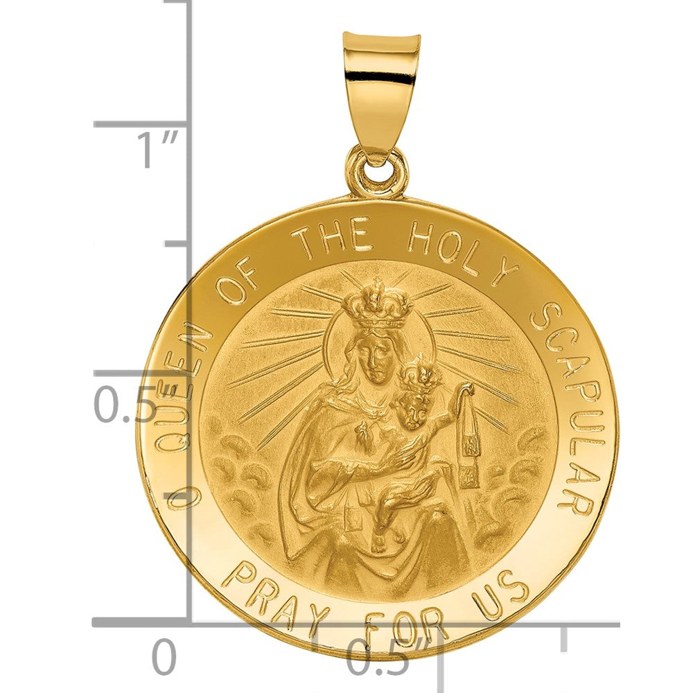 14k Queen of the Holy Scapular Reversible Medal Hollow Pendant