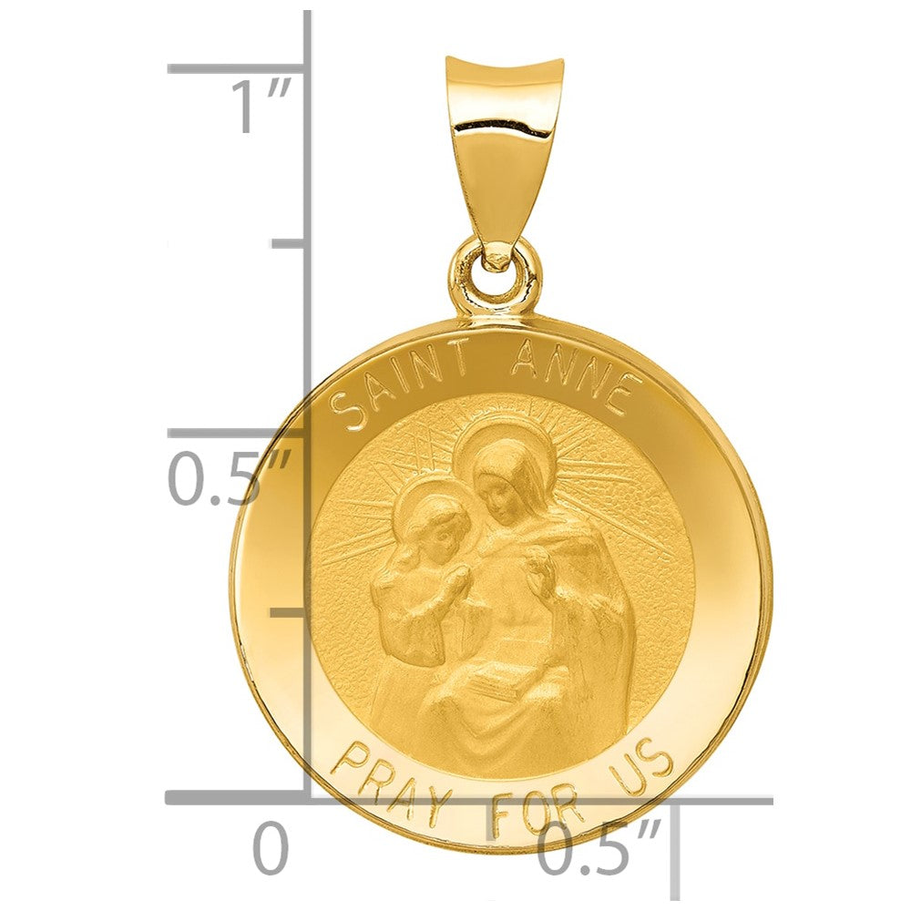 14k Polished and Satin St. Anne Medal Hollow Pendant