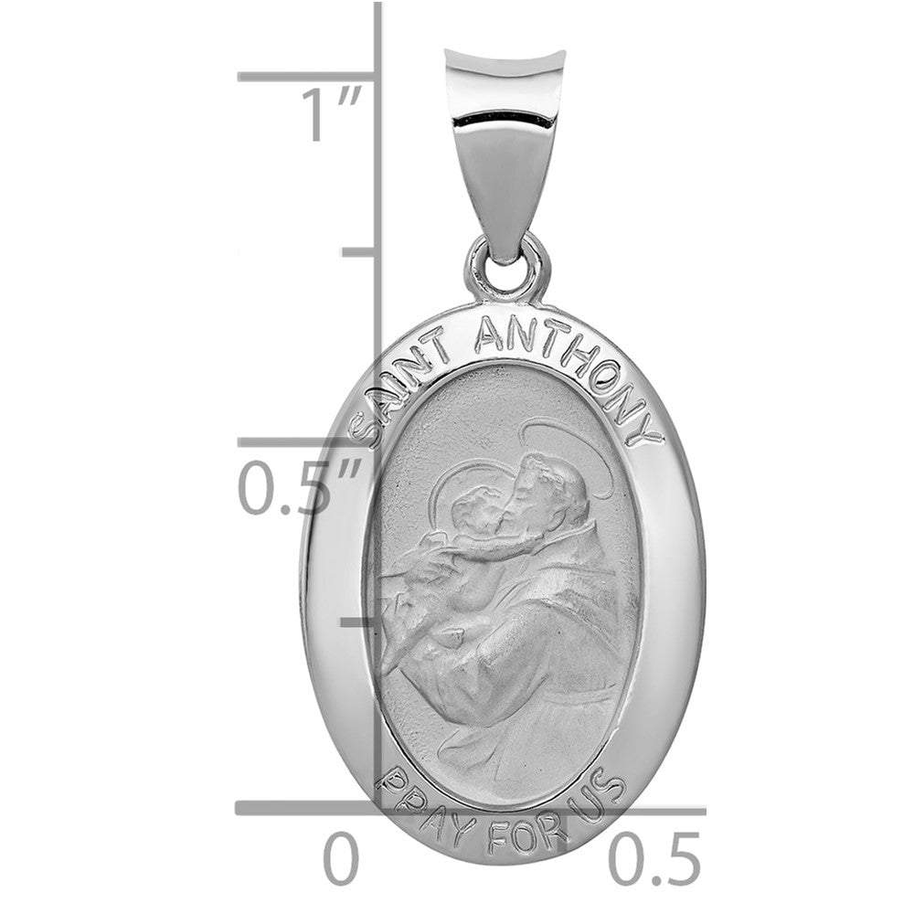 14k White Gold Polished/Satin St. Anthony Medal Hollow Pendant