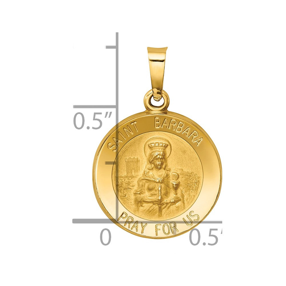 14k Polished and Satin St. Barbara Medal Hollow Pendant