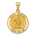 14k Polished and Satin St. Charles Medal Hollow Pendant