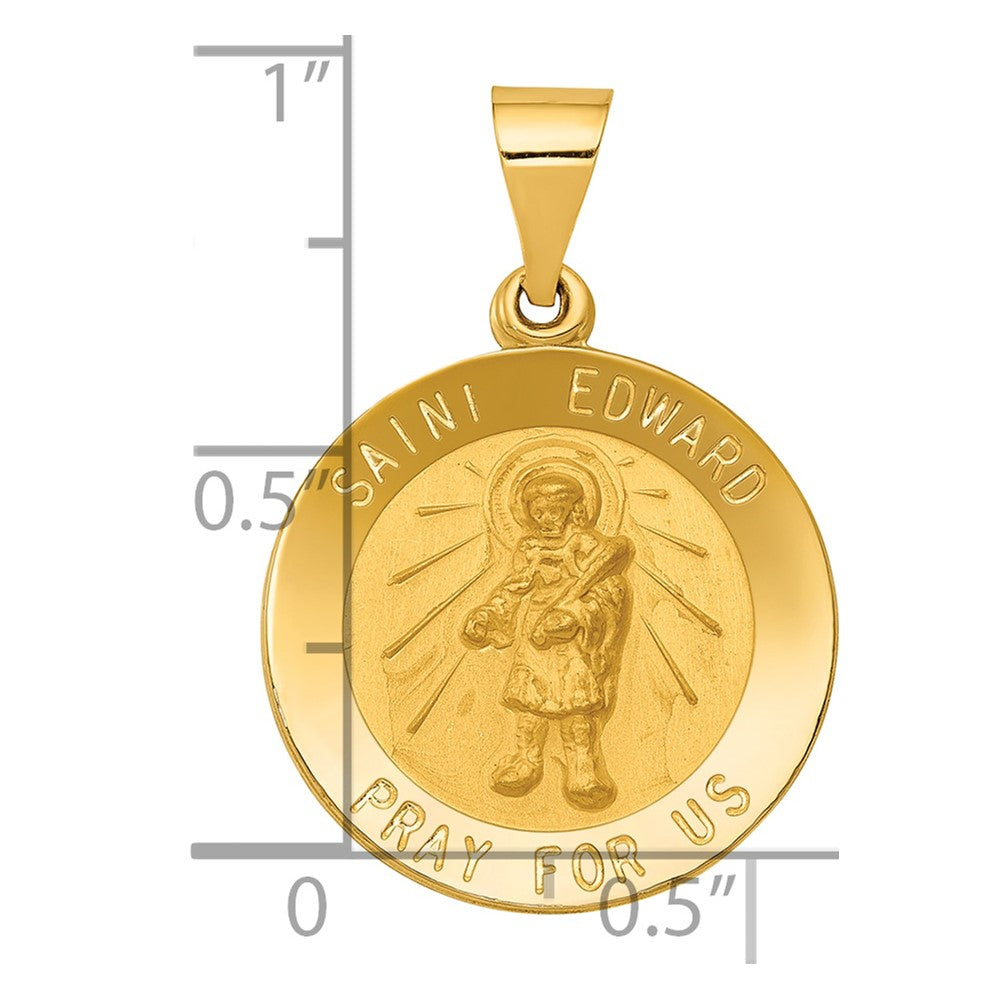 14k Polished and Satin St Edward Medal Hollow Pendant