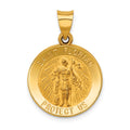 14k Polished and Satin St Florian Medal Hollow Pendant